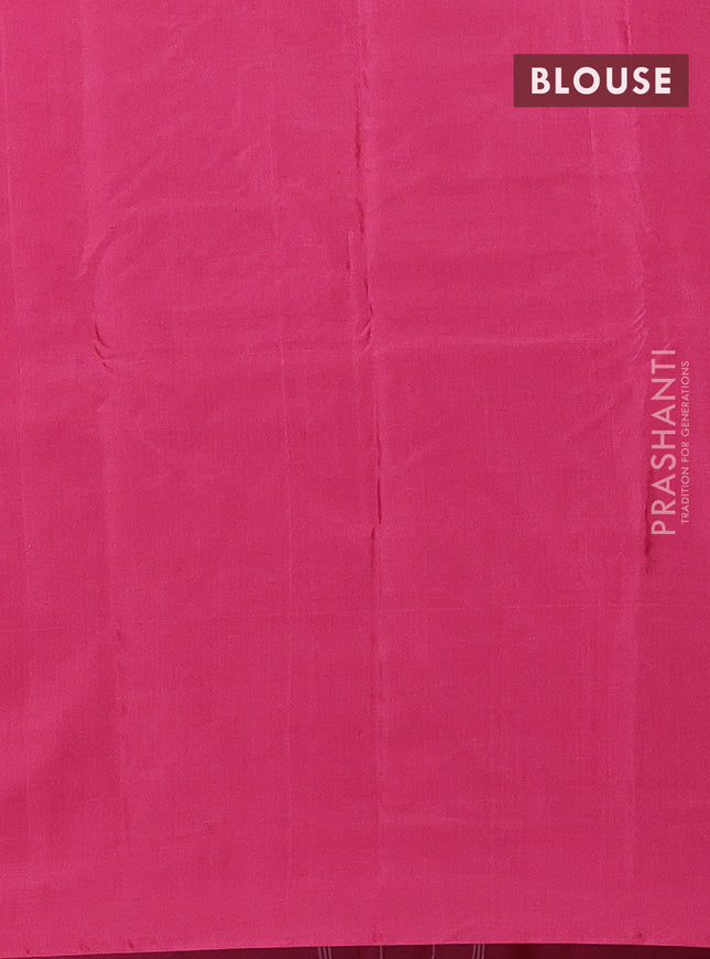 Arani semi silk saree pink with silver zari woven buttas in borderless style