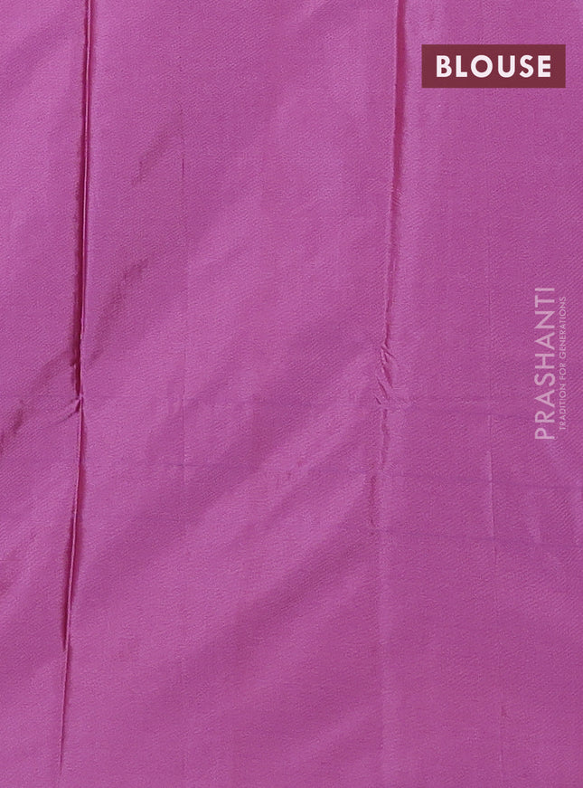 Arani semi silk saree dark pink with silver zari woven buttas in borderless style