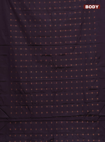 Arani semi silk saree deep jamun with copper zari woven buttas in borderless style
