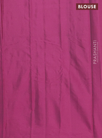 Arani semi silk saree magenta pink with copper zari woven buttas in borderless style