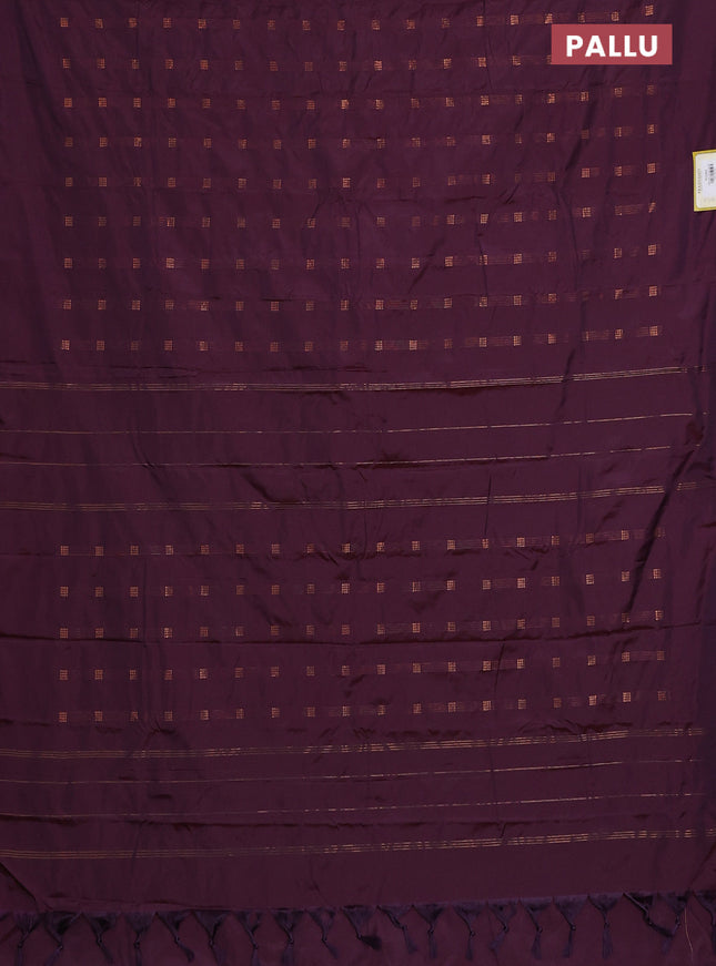 Arani semi silk saree wine shade with copper zari woven buttas in borderless style