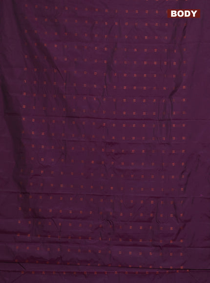 Arani semi silk saree wine shade with copper zari woven buttas in borderless style