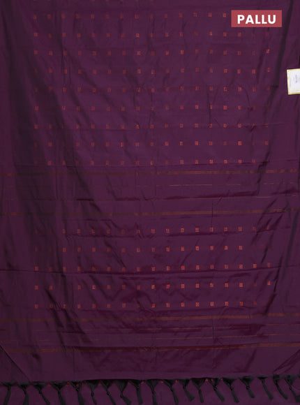 Arani semi silk saree wine shade with copper zari woven buttas in borderless style