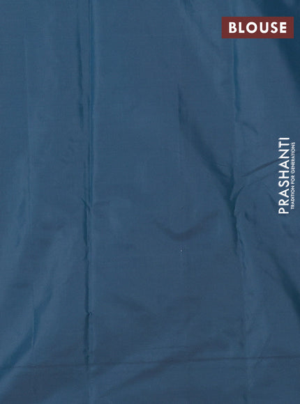 Arani semi silk saree peacock green with copper zari woven buttas in borderless style