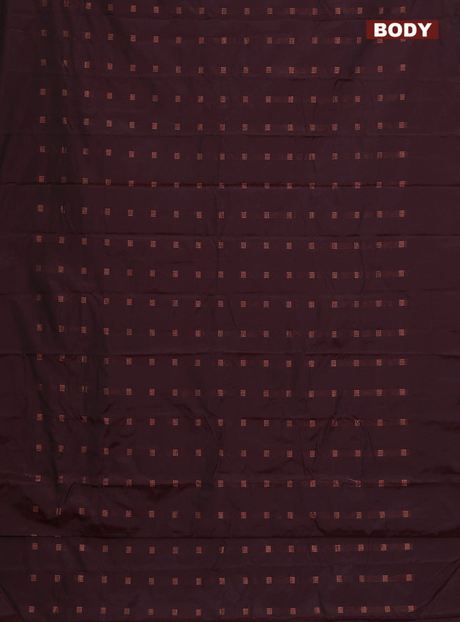 Arani semi silk saree deep maroon with copper zari woven buttas in borderless style