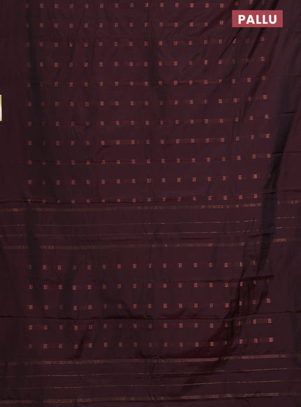 Arani semi silk saree deep maroon with copper zari woven buttas in borderless style