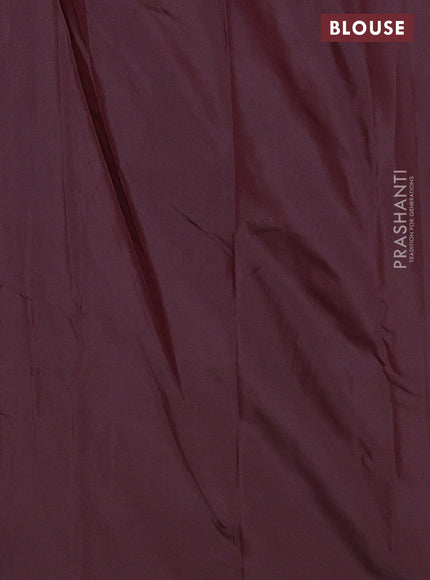 Arani semi silk saree deep maroon with copper zari woven buttas in borderless style