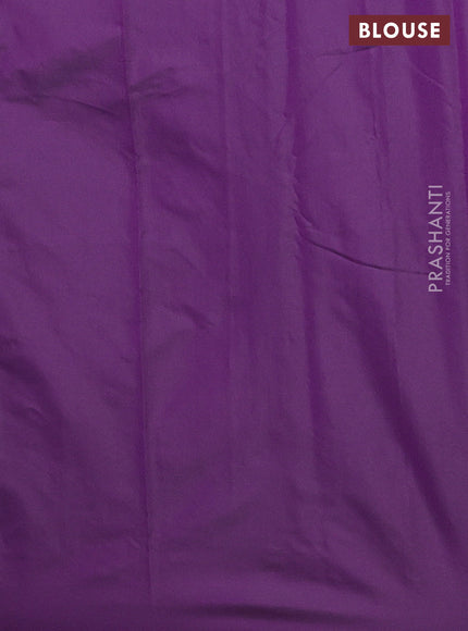 Arani semi silk saree deep purple with copper zari woven buttas in borderless style