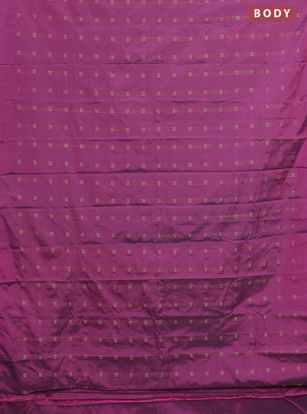 Arani semi silk saree dark pink with zari woven buttas in borderless style