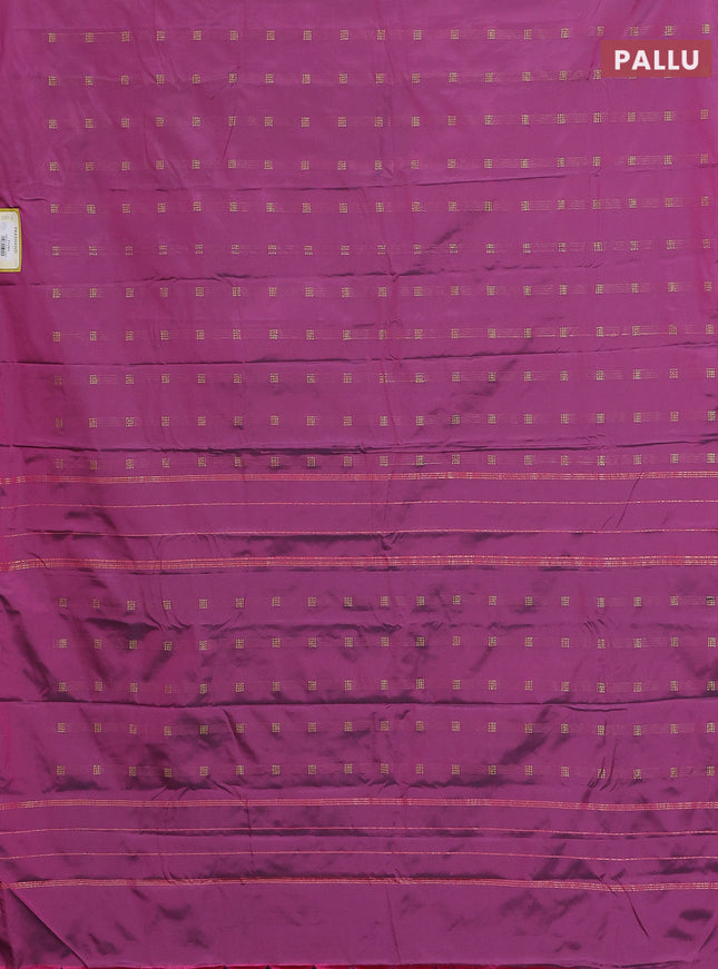 Arani semi silk saree dark pink with zari woven buttas in borderless style