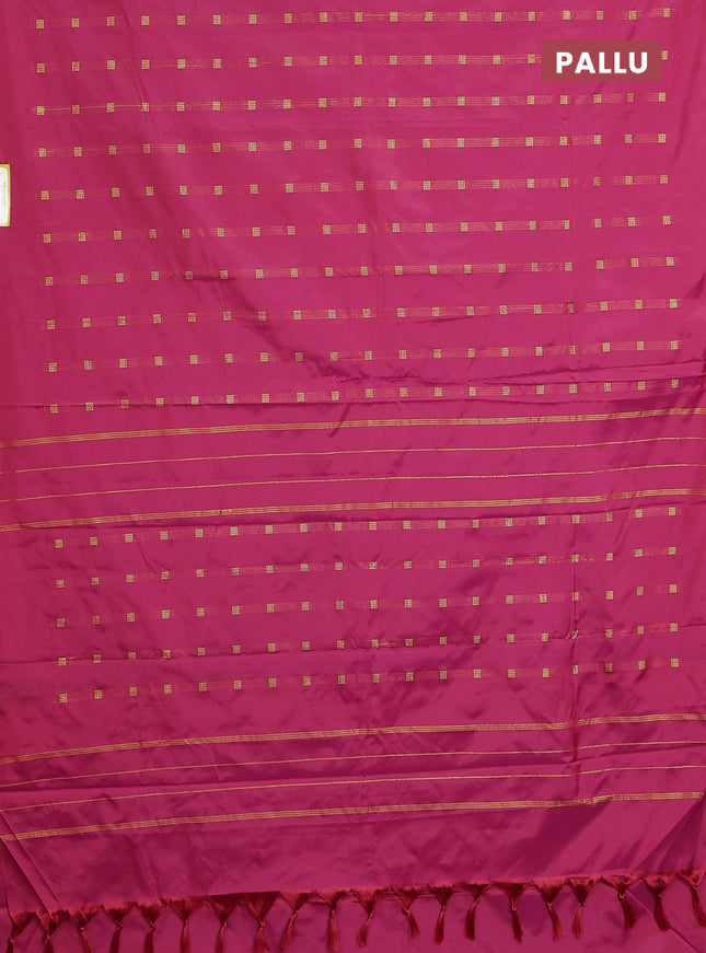 Arani semi silk saree pink with zari woven buttas in borderless style