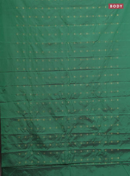 Arani semi silk saree green with zari woven buttas in borderless style