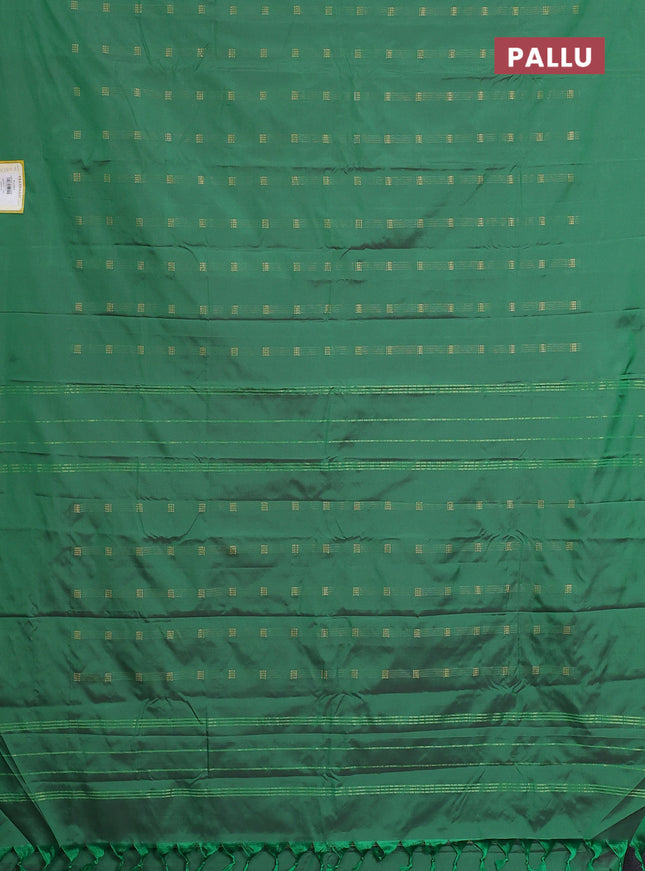 Arani semi silk saree green with zari woven buttas in borderless style