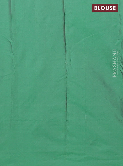 Arani semi silk saree green with zari woven buttas in borderless style