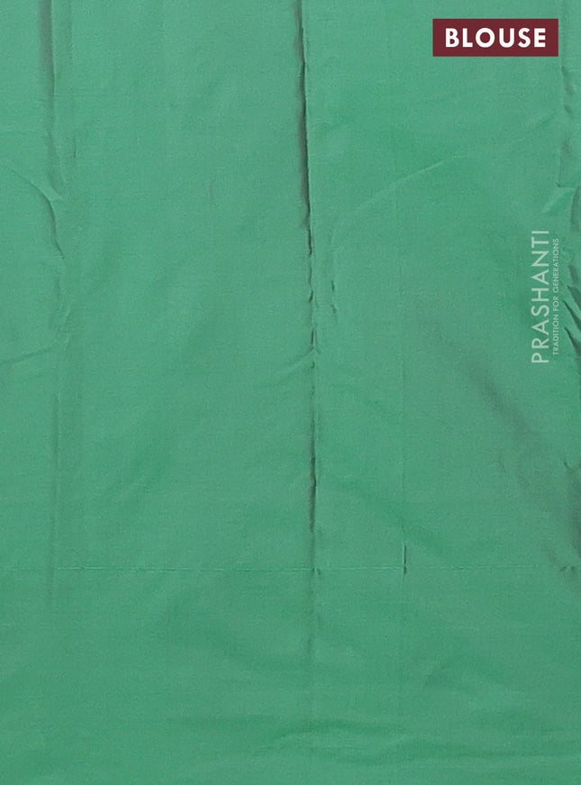 Arani semi silk saree green with zari woven buttas in borderless style