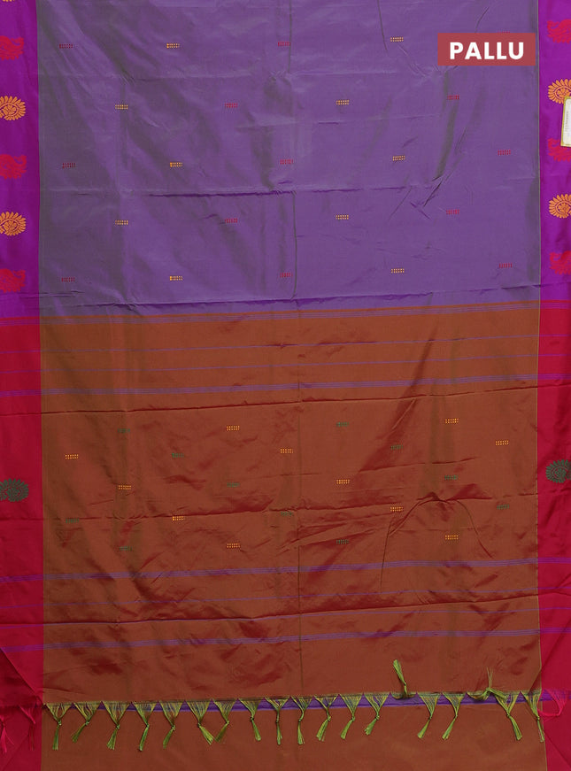 Arani semi silk saree dual shade of violet and pink with thread woven buttas and thread woven butta border
