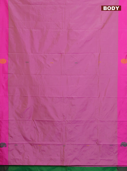 Arani semi silk saree pastel pink and dual shade of green with thread woven buttas and thread woven butta border