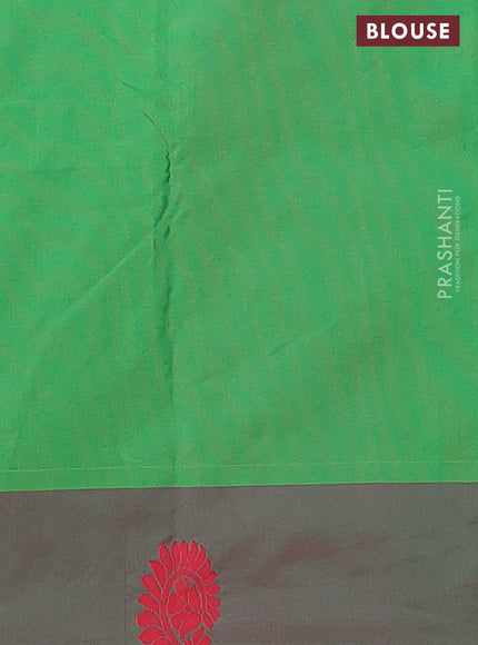 Arani semi silk saree pastel pink and dual shade of green with thread woven buttas and thread woven butta border