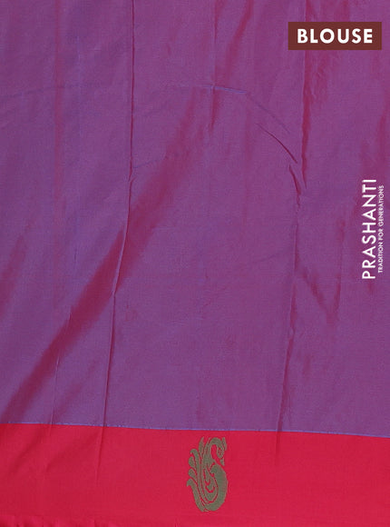 Arani semi silk saree teal blue shade and pink with thread woven buttas and thread woven butta border
