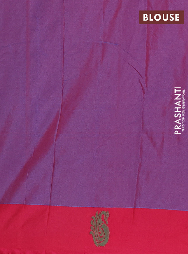 Arani semi silk saree teal blue shade and pink with thread woven buttas and thread woven butta border