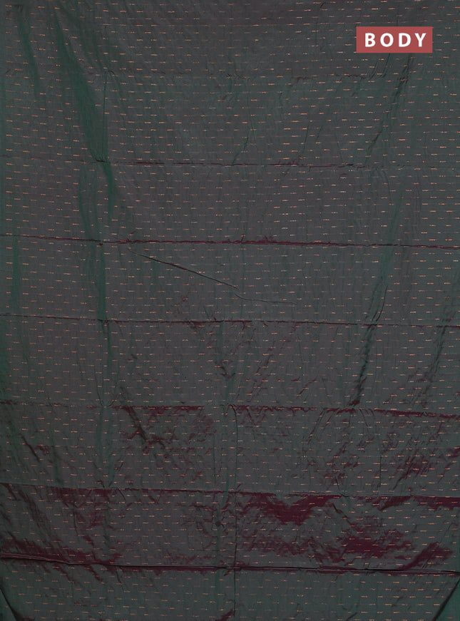 Arani semi silk saree dual shade of green with zari woven buttas in borderless style