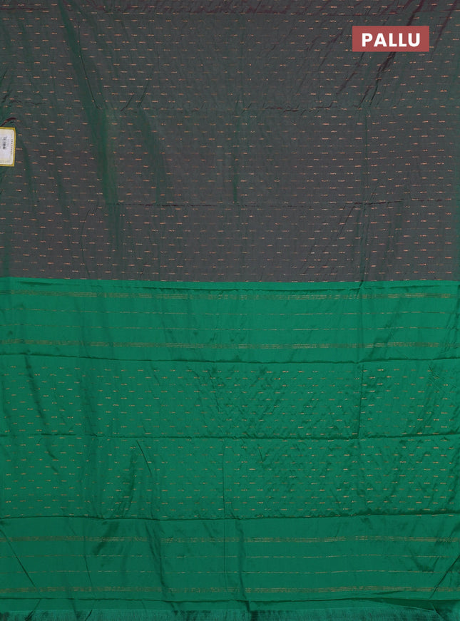 Arani semi silk saree dual shade of green with zari woven buttas in borderless style