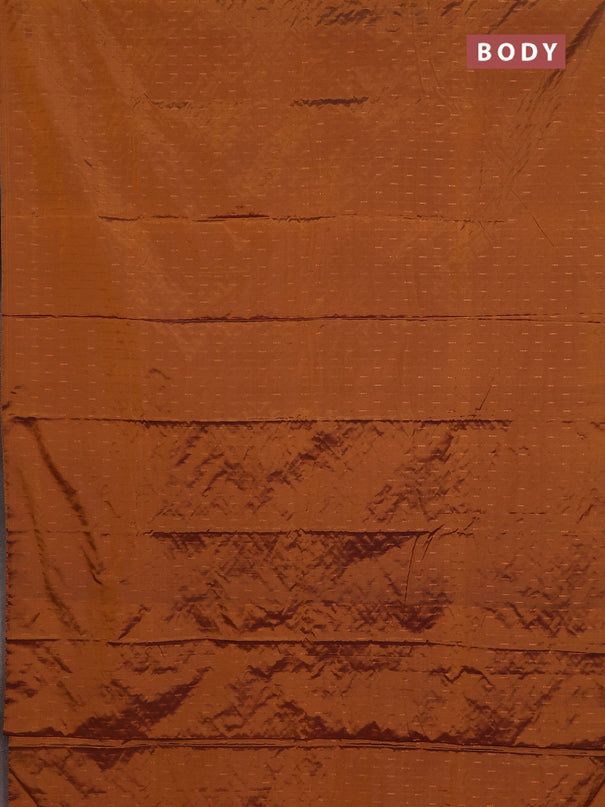 Arani semi silk saree dark mustard with zari woven buttas in borderless style
