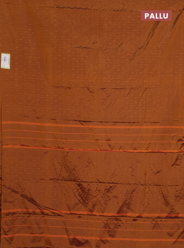 Arani semi silk saree dark mustard with zari woven buttas in borderless style