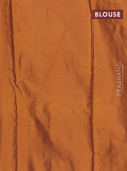 Arani semi silk saree dark mustard with zari woven buttas in borderless style