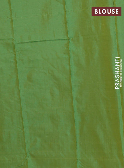 Arani semi silk saree dual shade of green with zari woven buttas in borderless style