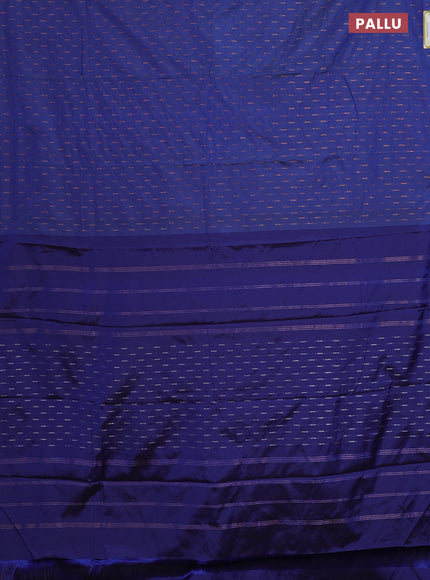 Arani semi silk saree blue with zari woven buttas in borderless style