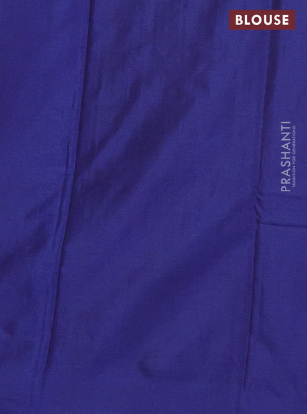 Arani semi silk saree blue with zari woven buttas in borderless style