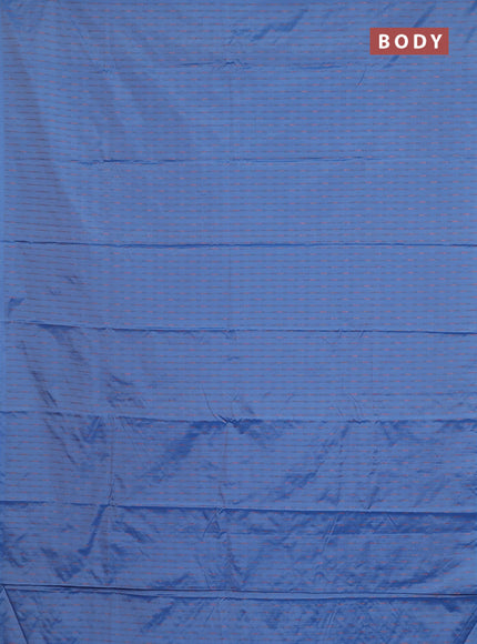 Arani semi silk saree blue shade with copper zari woven buttas in borderless style