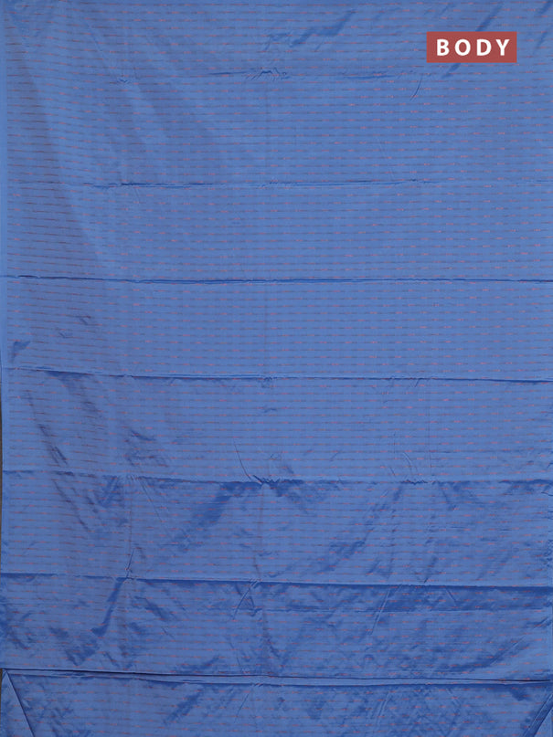 Arani semi silk saree blue shade with copper zari woven buttas in borderless style