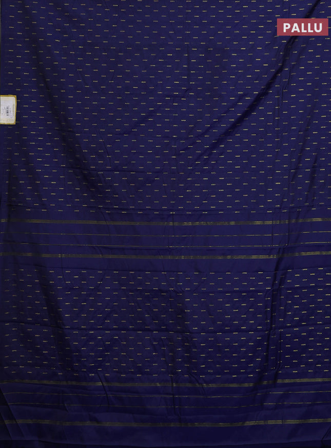 Arani semi silk saree blue with zari woven buttas in borderless style
