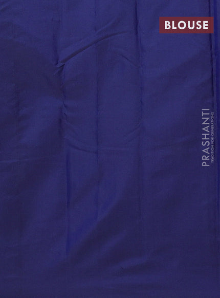 Arani semi silk saree blue with zari woven buttas in borderless style