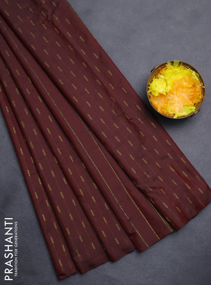 Arani semi silk saree maroon with zari woven buttas in borderless style