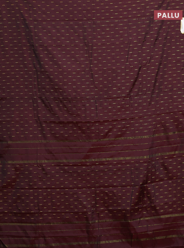 Arani semi silk saree maroon with zari woven buttas in borderless style
