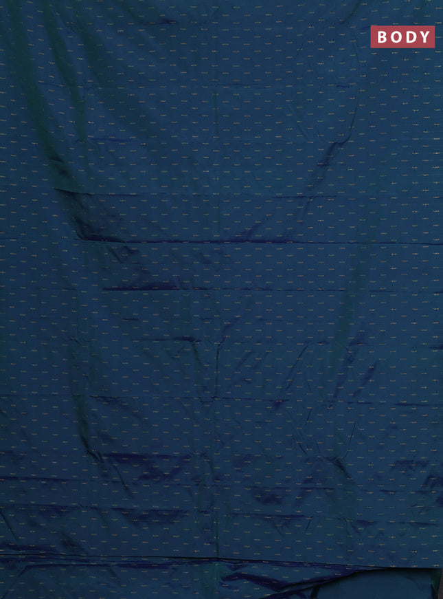 Arani semi silk saree dual shade of bluish green with zari woven buttas in borderless style