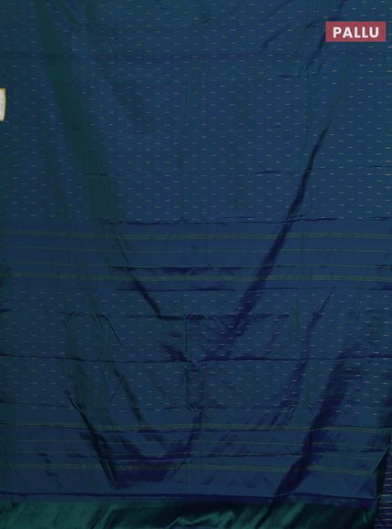 Arani semi silk saree dual shade of bluish green with zari woven buttas in borderless style