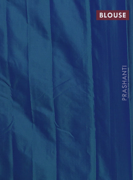 Arani semi silk saree dual shade of bluish green with zari woven buttas in borderless style