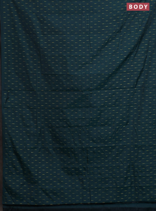 Arani semi silk saree peacock green with zari woven buttas in borderless style
