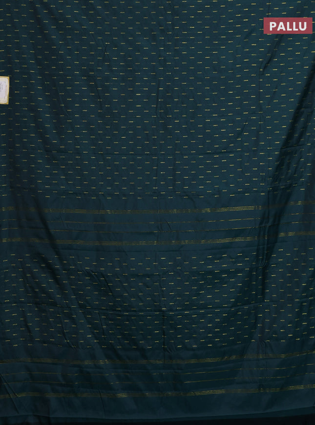 Arani semi silk saree peacock green with zari woven buttas in borderless style