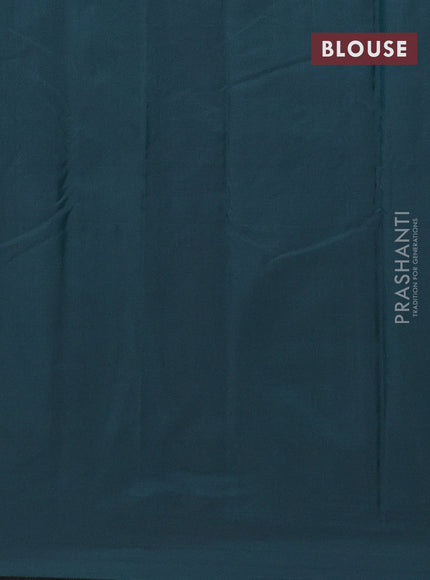 Arani semi silk saree peacock green with zari woven buttas in borderless style