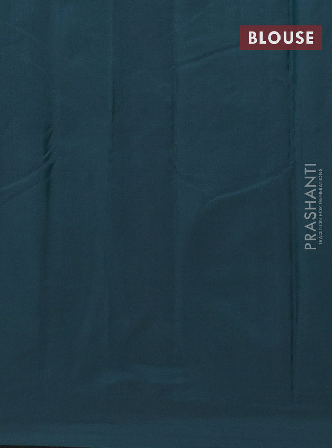 Arani semi silk saree peacock green with zari woven buttas in borderless style