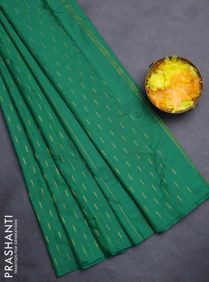 Arani semi silk saree green with zari woven buttas in borderless style