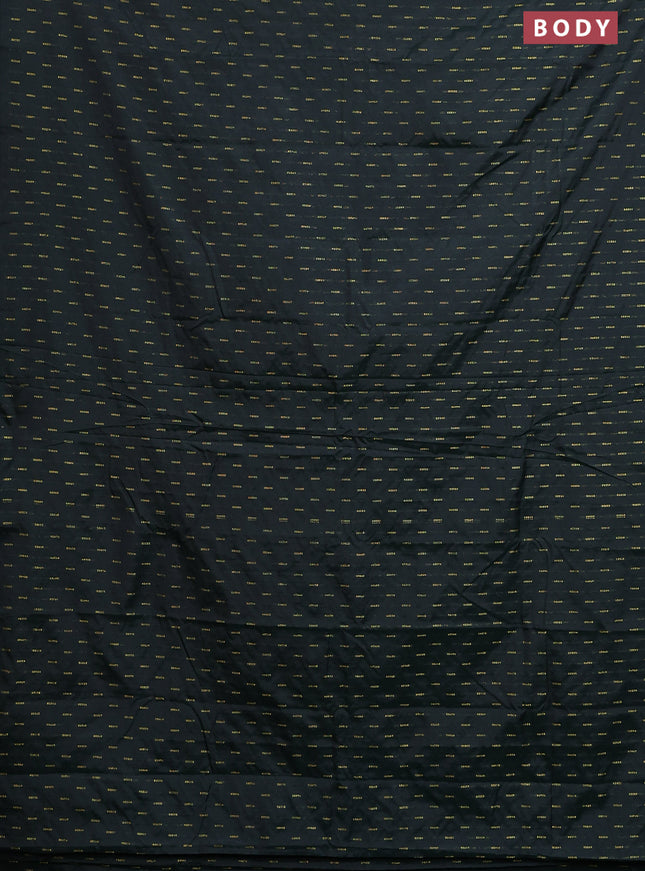 Arani semi silk saree dark green with zari woven buttas in borderless style