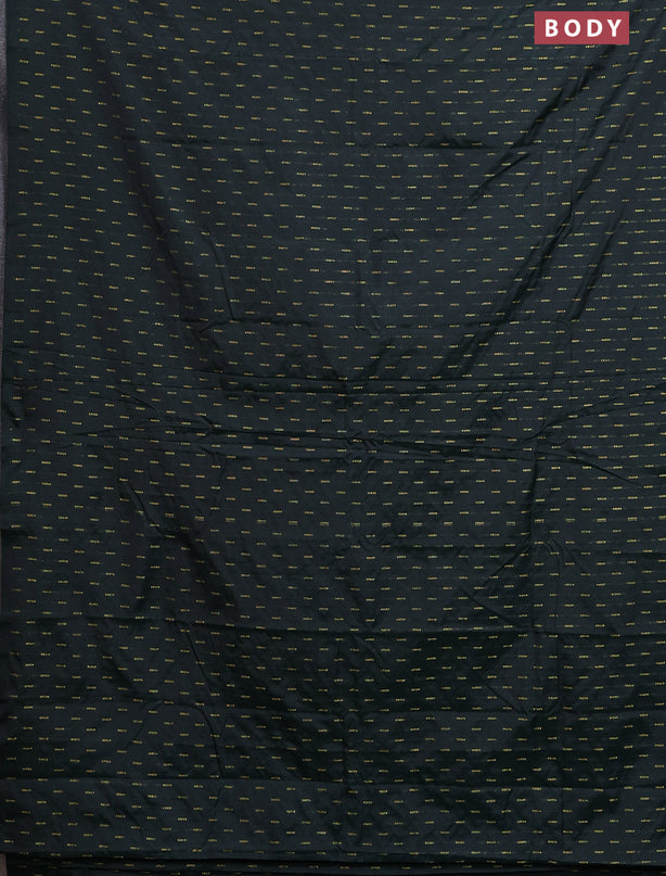 Arani semi silk saree dark green with zari woven buttas in borderless style