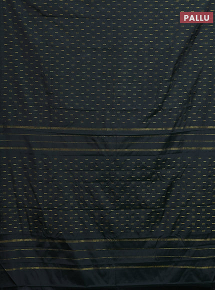 Arani semi silk saree dark green with zari woven buttas in borderless style