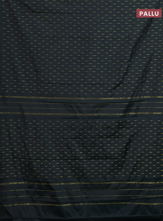 Arani semi silk saree dark green with zari woven buttas in borderless style